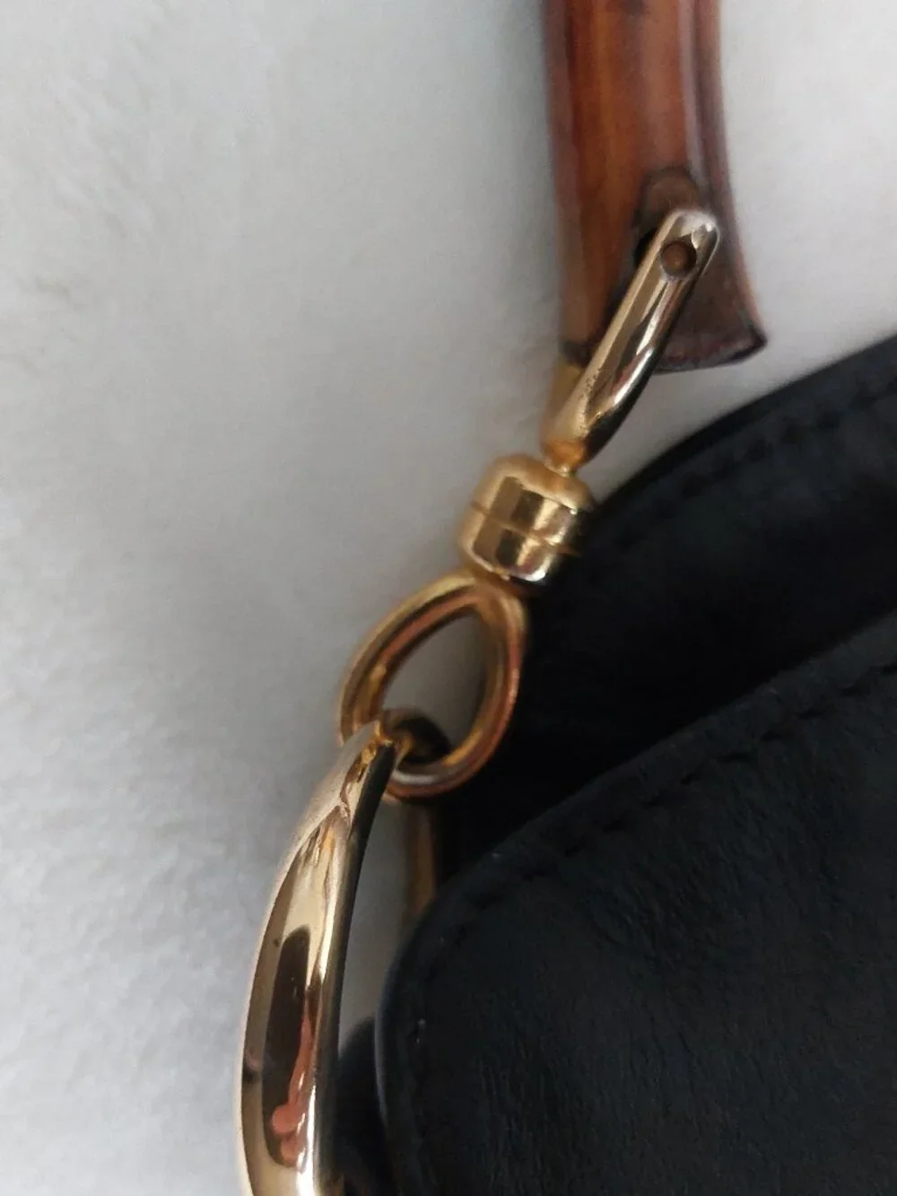 Vintage Gucci Tom Ford Scorched Bamboo Hobo Black Leather Handbag 001-1781-1638